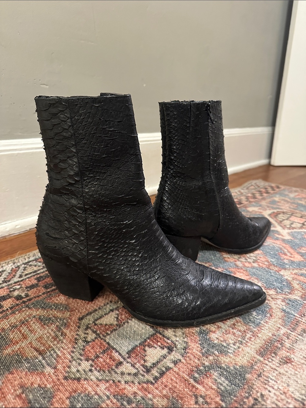 Matisse Caty Black Snake Skin Ankle Boots